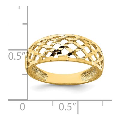 14K Yellow Gold Diamond-Cut Woven Dome Ring – view 3
