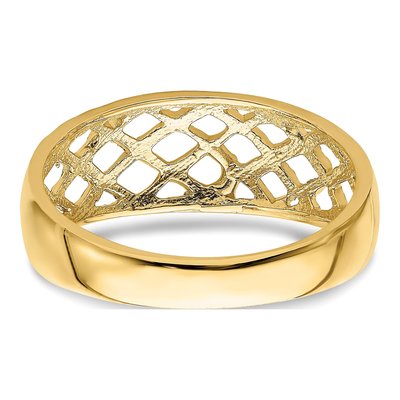 14K Yellow Gold Diamond-Cut Woven Dome Ring – view 6