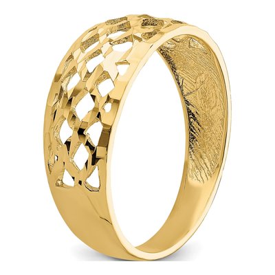 14K Yellow Gold Diamond-Cut Woven Dome Ring – view 7