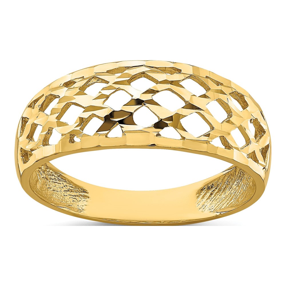 14K Yellow Gold Diamond-Cut Woven Dome Ring