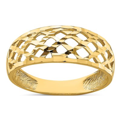 14K Yellow Gold Diamond-Cut Woven Dome Ring