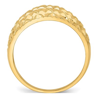 14K Yellow Gold Diamond-Cut Quilted Dome Ring – view 3