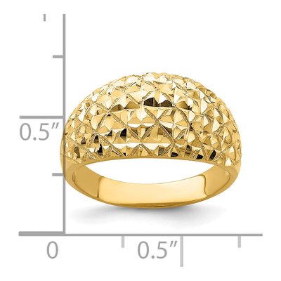 14K Yellow Gold Diamond-Cut Quilted Dome Ring – view 4