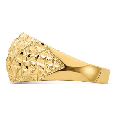 14K Yellow Gold Diamond-Cut Quilted Dome Ring – view 5