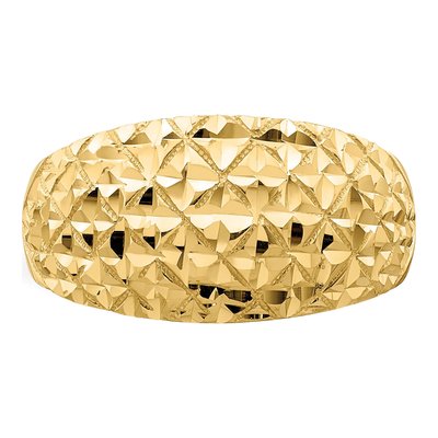 14K Yellow Gold Diamond-Cut Quilted Dome Ring – view 6