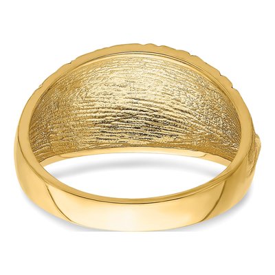 14K Yellow Gold Diamond-Cut Quilted Dome Ring – view 7