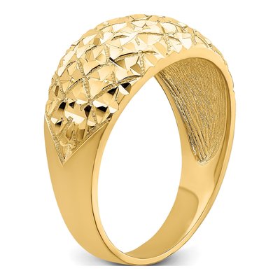 14K Yellow Gold Diamond-Cut Quilted Dome Ring – view 8