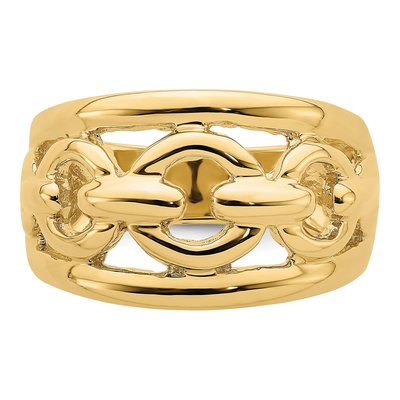 14K Yellow Gold Chain-Design Inside Ring – view 6