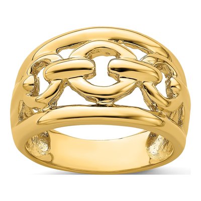 14K Yellow Gold Chain-Design Inside Ring