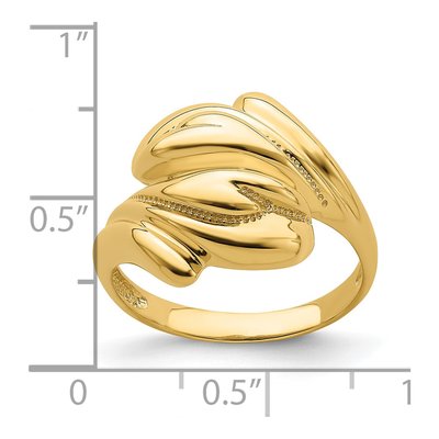 14K Yellow Gold Beaded Swirl Crossover Ring – view 4