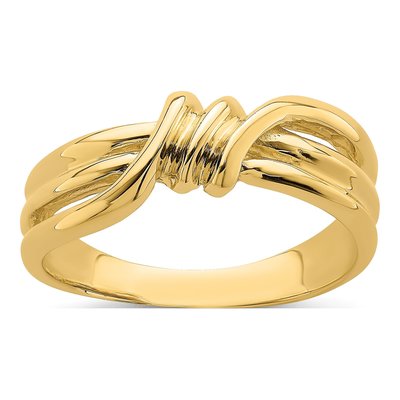 14K Yellow Gold Ribbed Twist Ring