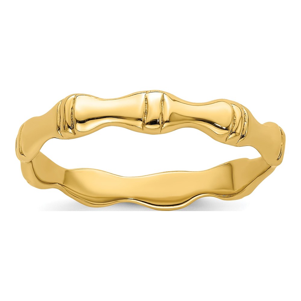 14K Yellow Gold Domed Bamboo Band