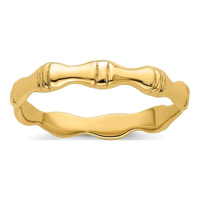 14K Yellow Gold Domed Bamboo Band