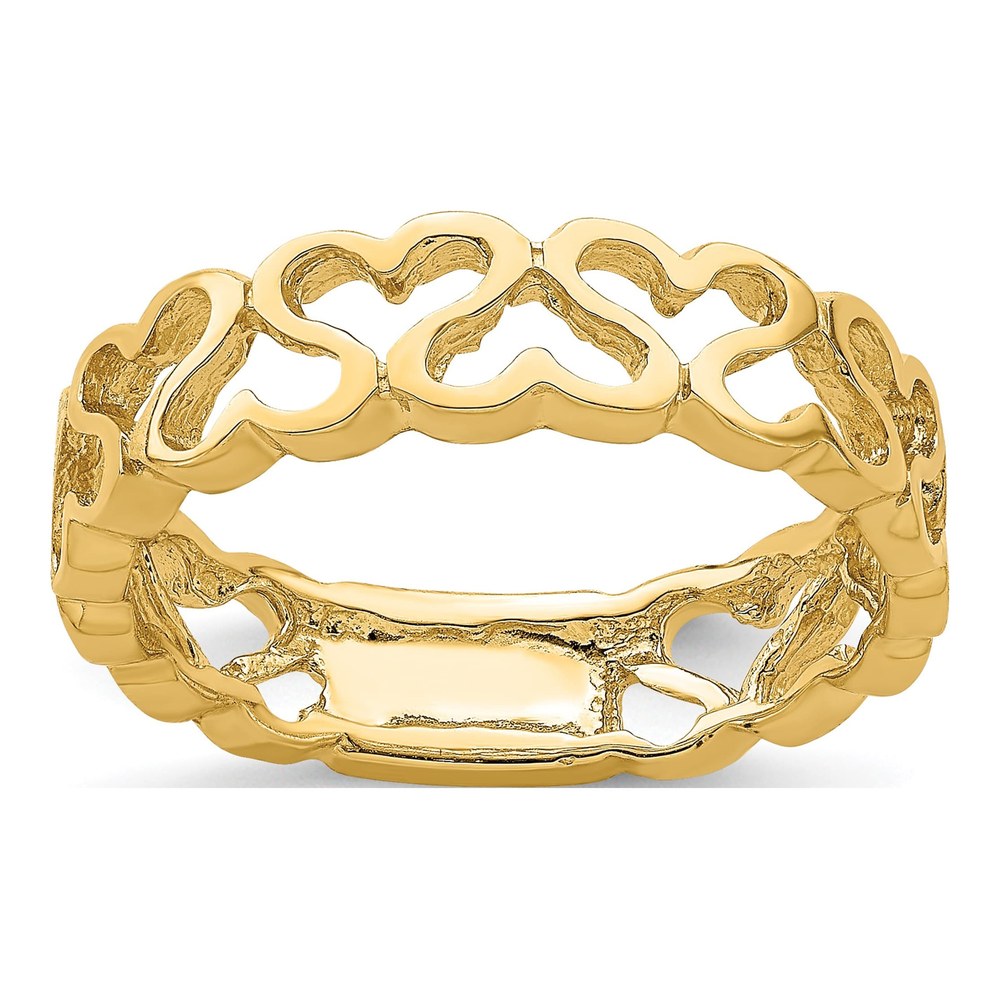 14K Yellow Gold Hearts Band