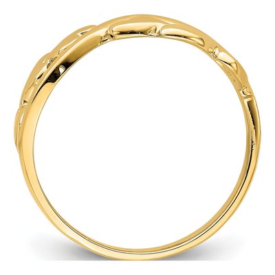 14K Yellow Gold Cross-Over Heart Ring – view 3