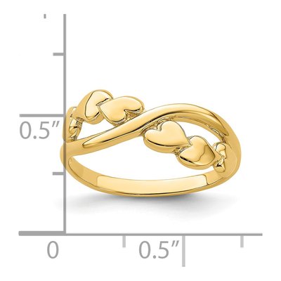 14K Yellow Gold Cross-Over Heart Ring – view 4