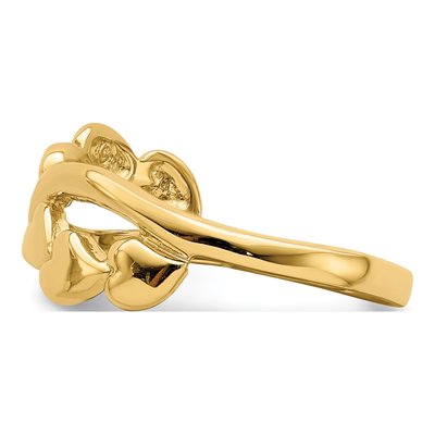 14K Yellow Gold Cross-Over Heart Ring – view 5