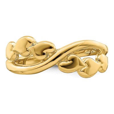 14K Yellow Gold Cross-Over Heart Ring – view 6