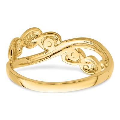 14K Yellow Gold Cross-Over Heart Ring – view 7