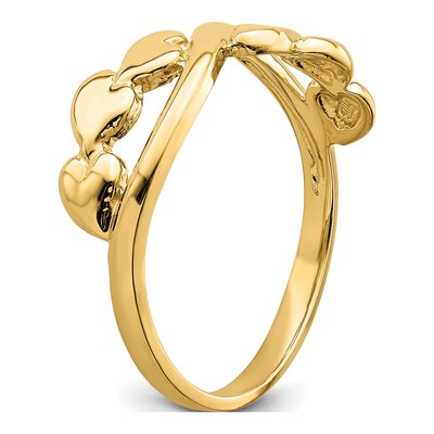 14K Yellow Gold Cross-Over Heart Ring – view 8