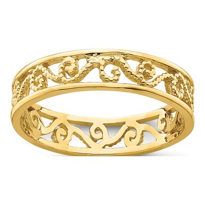 14K Yellow Gold Beaded Baby Ring