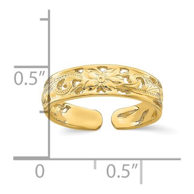 14K Yellow Gold Flower Leaf Toe Ring – view 4