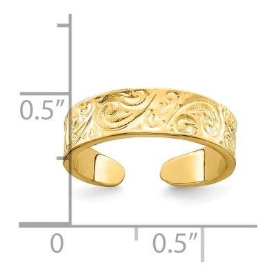 14K Yellow Gold Adjustable Scroll Toe Ring – view 4