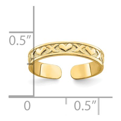 14K Yellow Gold Hearts Toe Ring – view 4
