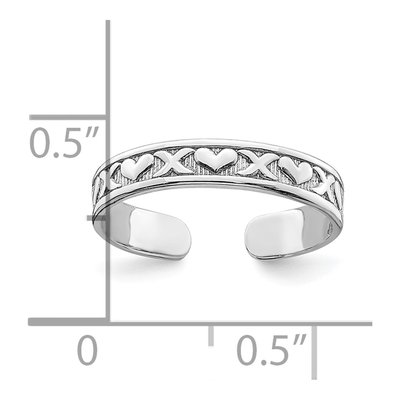 14K White Gold Hearts Adjustable Toe Ring – view 4