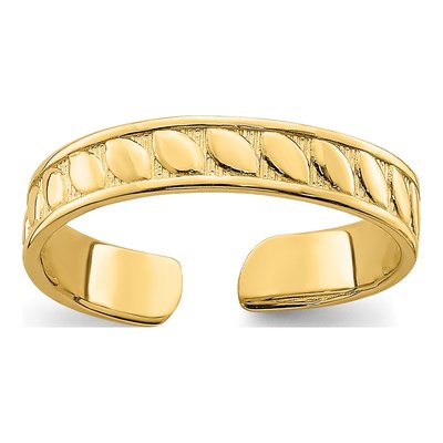 14K Yellow Gold Adjustable Leaf Toe Ring