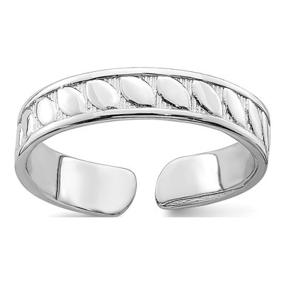 14K White Gold Adjustable Leaf Toe Ring