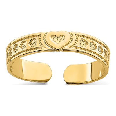 14K Yellow Gold Heart Toe Ring