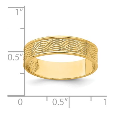 14K Yellow Gold Wave Engraved Thumb Ring – view 4