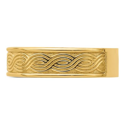 14K Yellow Gold Wave Engraved Thumb Ring – view 5