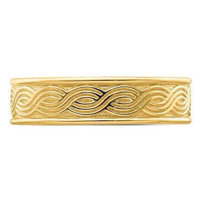 14K Yellow Gold Wave Engraved Thumb Ring – view 6