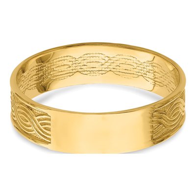 14K Yellow Gold Wave Engraved Thumb Ring – view 7