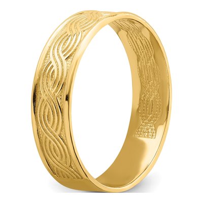 14K Yellow Gold Wave Engraved Thumb Ring – view 8