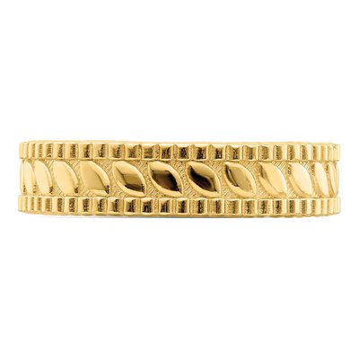 14K Yellow Gold Leaf Engraved Thumb Ring – view 6
