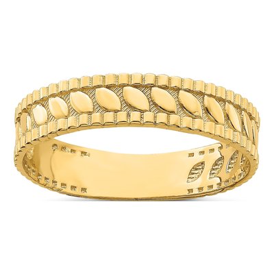 14K Yellow Gold Leaf Engraved Thumb Ring
