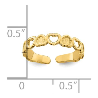 14K Yellow Gold Hearts Toe Ring – view 4