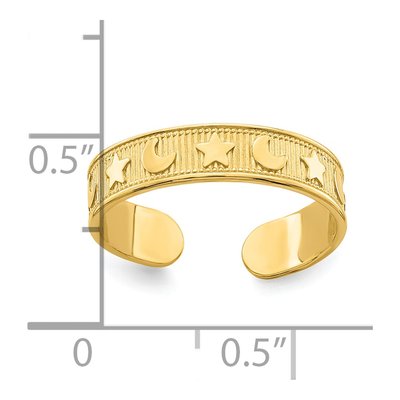 14K Yellow Gold Star Moon Adjustable Toe Ring – view 4