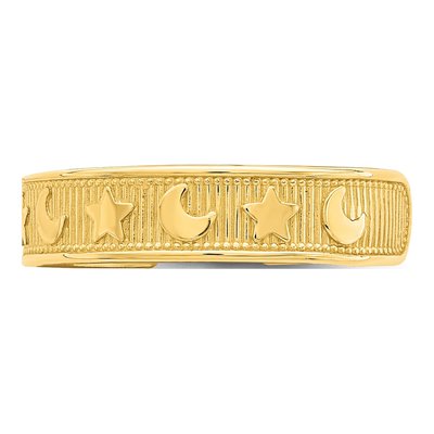 14K Yellow Gold Star Moon Adjustable Toe Ring – view 5