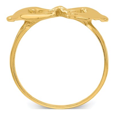 14K Yellow Gold Dolphins Heart Ring – view 3