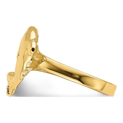 14K Yellow Gold Dolphins Heart Ring – view 5
