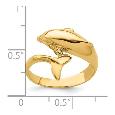 14K Yellow Gold Dolphin Bypass Ring – view 4