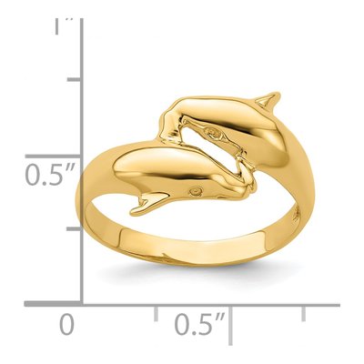 14K Yellow Gold Double Dolphin Bypass Ring – view 4