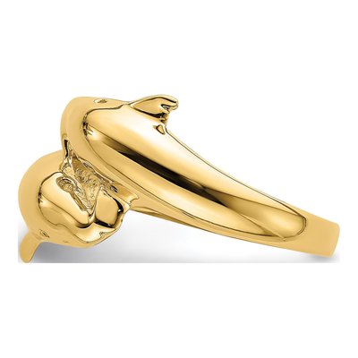 14K Yellow Gold Double Dolphin Bypass Ring – view 5