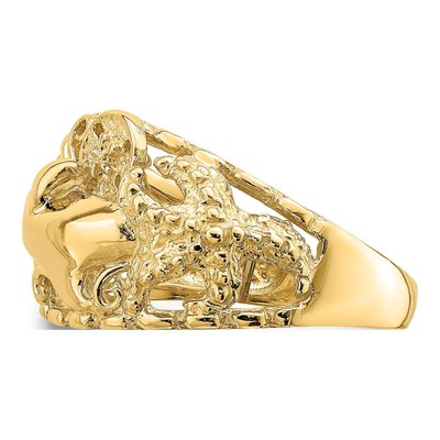 14K Yellow Gold Dolphin Sand Dollar Ring – view 5