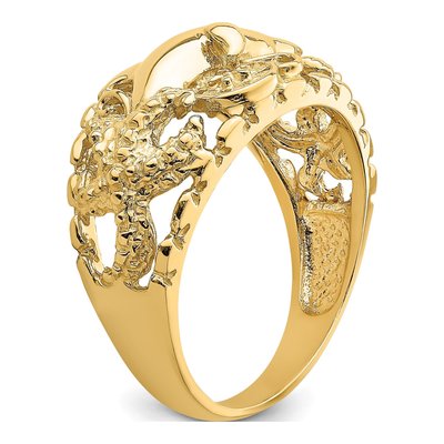 14K Yellow Gold Dolphin Sand Dollar Ring – view 8