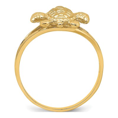 14K Yellow Gold Textured Sea Turtle Ring – view 3